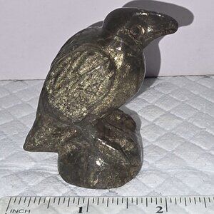 Raven Crow Bird Pyrite Statue Carving Crystal Mineral